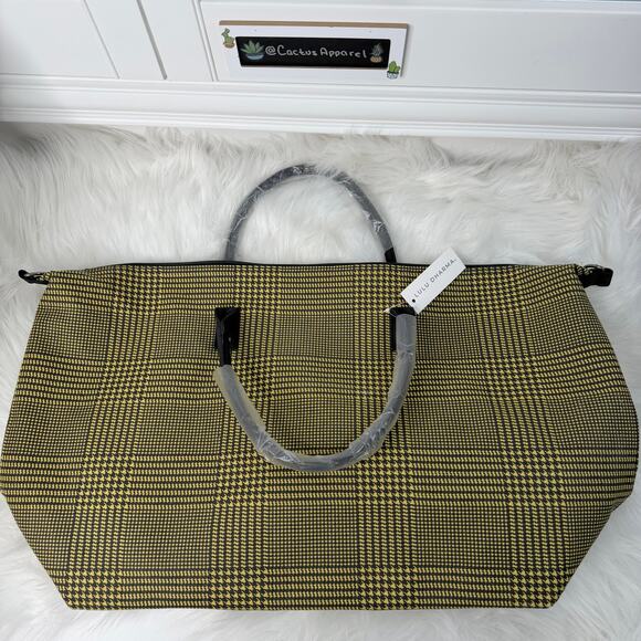 lulu dharma Handbags - New Lulu Dharma Frasier Weekender Bag Yellow Plaid Large Travel Overnight Tote
